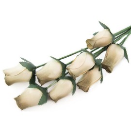 White Roses with Olive Tips Bunch of 8 Closed Bud Wooden Roses for Crafts Custom Bouquets and Other DIY Projects. Choose Form Over 60 Colors