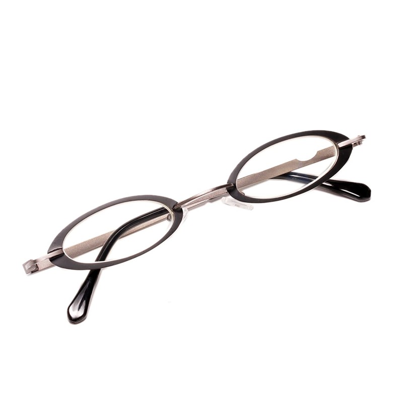 [Henghao] 老眼鏡 ブルーライトカット レトロ メタルフレーム 軽量老眼鏡 おしゃれリーディンググラス シニアグラス H6018 (ブラック,
