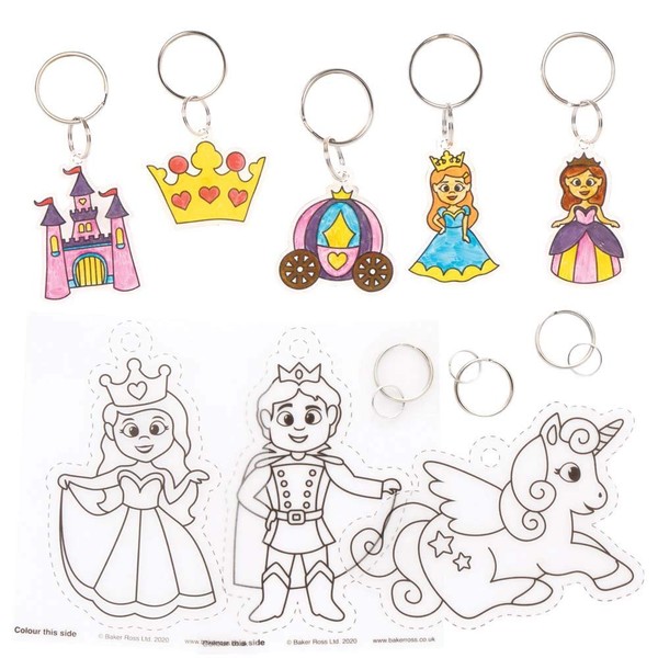 Baker Ross FE298 Princess Super Shrink Keyrings - Pack of