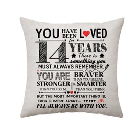 14 Years Old Girls Gifts Throw Pillow Cover Happy Birthday Gift for 14 Years Old Boys Birthday Decoration for 14th Daughter Son Niece Nephew Granddaughter Grandson 45 x 45 cm (14)
