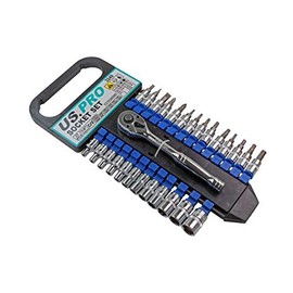 US PRO 27pc 1/4" Dr 6 Point Socket Set Torx Hex & Bit Set CRV Sockets New 3249