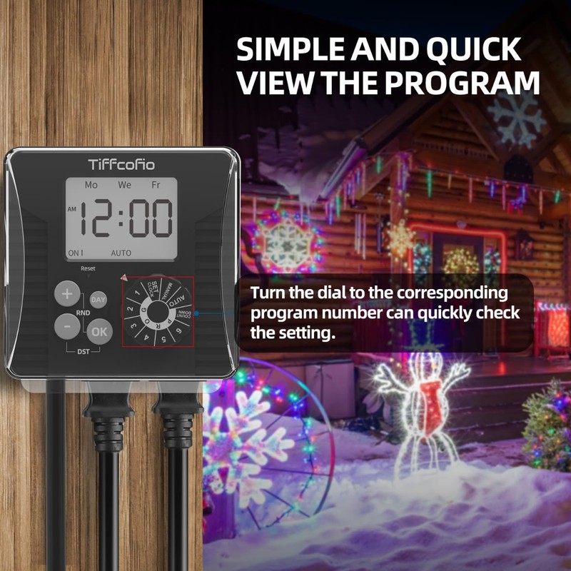TiFFCOFiO New Digital Outdoor Timer Waterproof, Dial Programmable Method, Outdoor