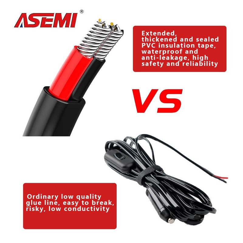 ASEMI LED Light Bar Wiring Harness Kit 2 Leads 20AWG