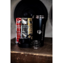 Beast&Bulk Nutrition Mixball Shaker | Shaker for Protein Shakes | Wire Mixball Whisk | Non-Drip Screw Lid | Gold Colour | 700 ml | Stainless Steel | Laser cut design (Black)