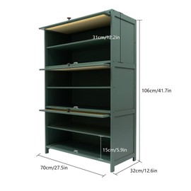 Shoe Storage Cabinet, 7 Tier Bamboo Shoe Rack Organizer, 31 x 12 x 42in Freestanding Shoe Organizer with 3 Doors, Entryway Shoe Shelf Cabinet, Floor Storage Rack for Hallway, Bedroom, Living Room