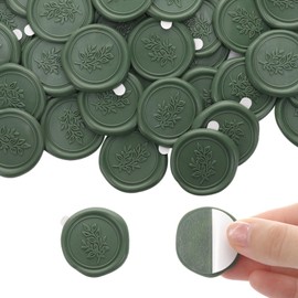 Berirexrion Eucalyptus Wax Seal Stickers - 50 PCs Self Adhesive Wax Seals for Wedding Invitations Envelopes Olive Green Sticker for Gift Wrapping Letter Party Christmas Birthday Baby Shower