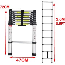 Telescopic Ladder, 8.5FT Aluminum Telescoping Extension Ladder with Non-Slip Feet, Portable Folding Ladder, Lightweight Collapsible Ladder for RV, Attic, Daily Use at Home, 330lb Capacity
