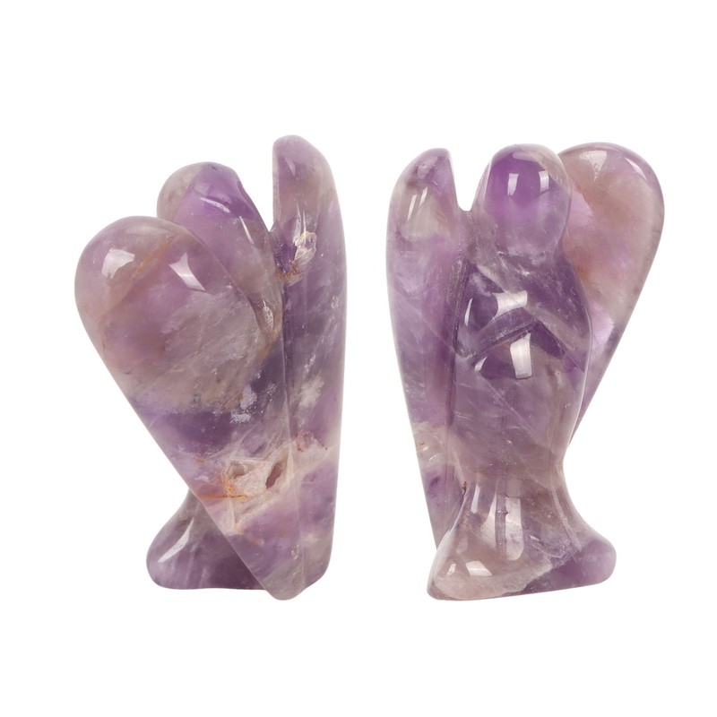 Faux Crystal Angel Figurine Carved Peace Healing Pocket Angel Statue