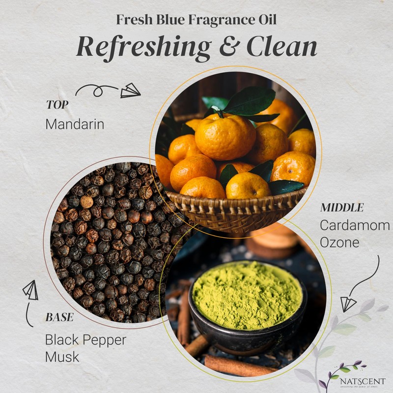 Natscent Fresh Blue Essential Oils for Diffusers for Home, Nature-derived