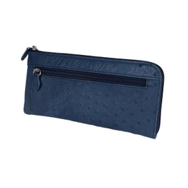 Hideowakamatsu Kyowa, Ostrich Genuine Leather, Luxury Men's, Women's, L-Shaped Long Wallet, Wallet, navy
