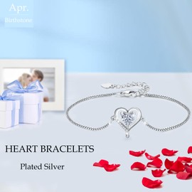 LAVUMO Bracelets for Womens Sterling Silver Bracelet Rose Gold Womens Jewellery Love Heart Gifts for Her Mum Girlfriend Wife Christmas Valentines Birthday Mothers Day Gift (Copper-Silver)