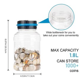 Coin Counting Jar with LCD Display, Automatic Counting Coin Jar, Coin Storage Jar, Home Decor Supplies, Gift for Boys & Girls