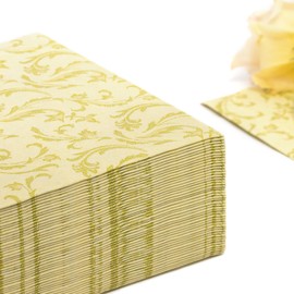PAPSTAR, Royal Collection #85000 Serviettes 1/4 Fold 40 cm x 40 cm Lime Green Damascato