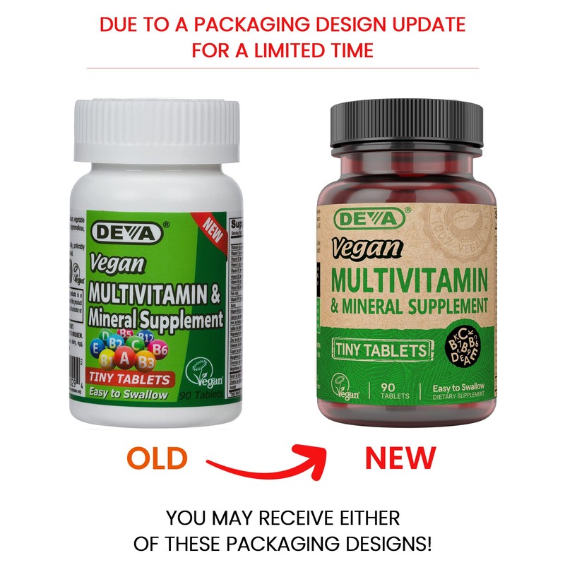 DEVA Vegan Multivitamin for Women & Men with Iron, Vitamin