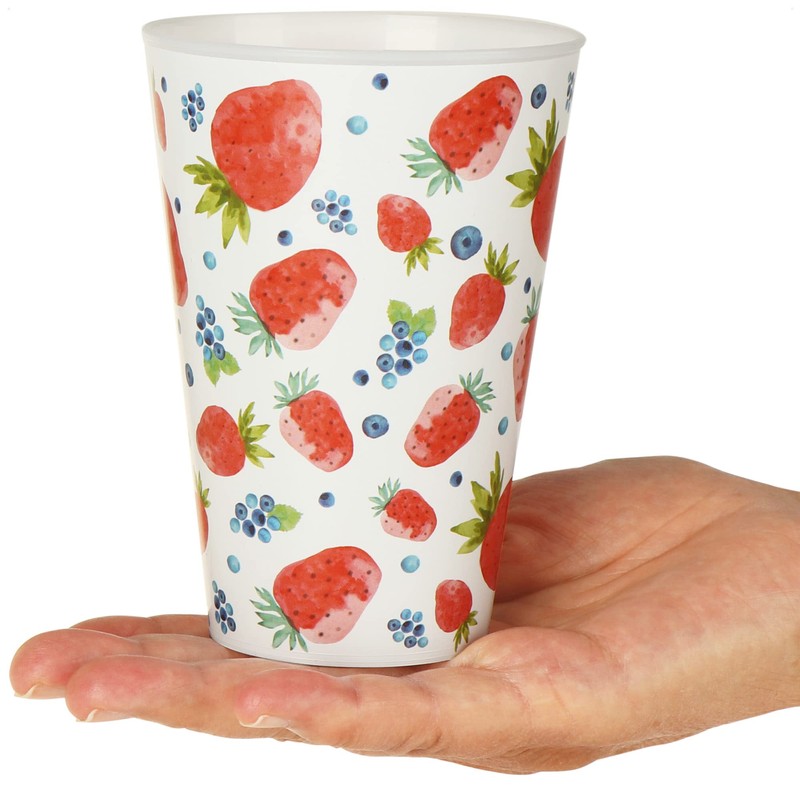 com-four® 12 x Reusable Drinking Cups for Party, Garden, Camping,