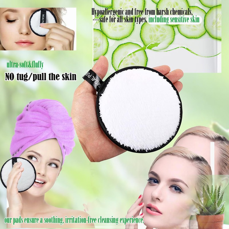 Reusable Makeup Remover Pads,6 Pack Facial Make Up Removal Wipes,
