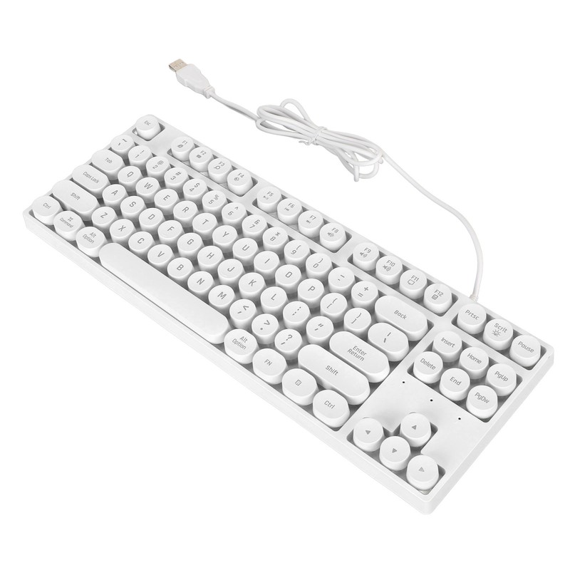 Gaming Keyboard USB Round 87 Keys Colorful Backlit Ergonomic Mechanical