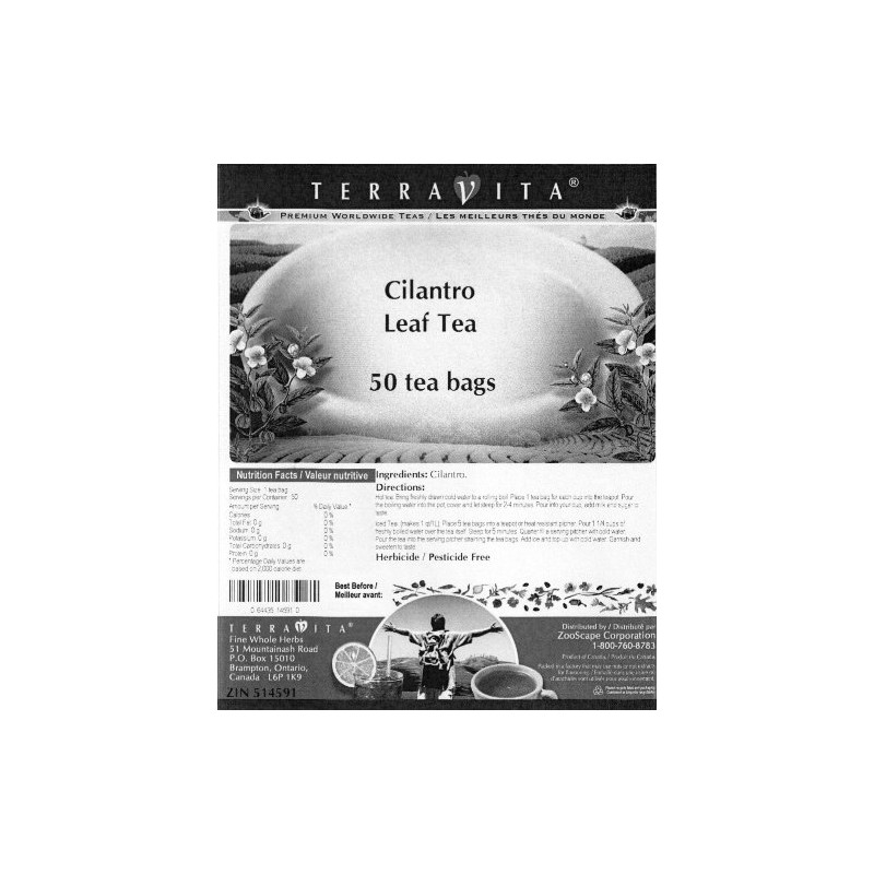 Cilantro (Coriander) Leaf Tea (50 tea bags, ZIN: 514591)