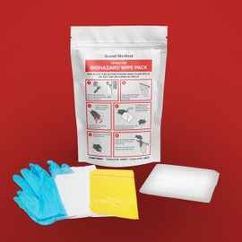 Biohazard Wipe Pack, Biohazard Spill Pack, Blood Spill Pack, Spill Kit, Single-Use (1 Spill)