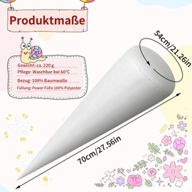 Snyvpra Kissen Schultüte 70 cm, Schultüte Stoff, Schultüte Kissen Für Zuckertüte Füllung, Schultüte Kissen 70 cm, Zuckertüten Füllung Innenkissen Für Junge Und Mädchen Schulanfang, Schultüte Füllung