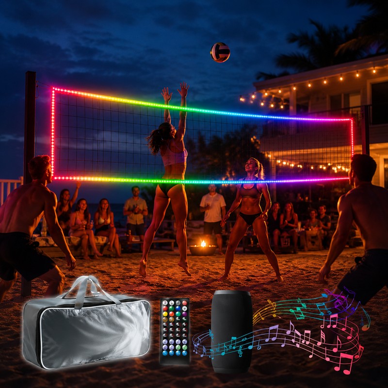 LED Volleyball Net for Outdoor Night Games – Portable Light-Up