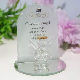 Thoughts of you Glass Guardian Angel Ornament with Verse - Joy & Love