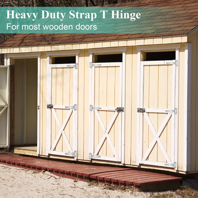 Shed Door Hinges, 6 Pack Heavy Duty T Strap Hinge