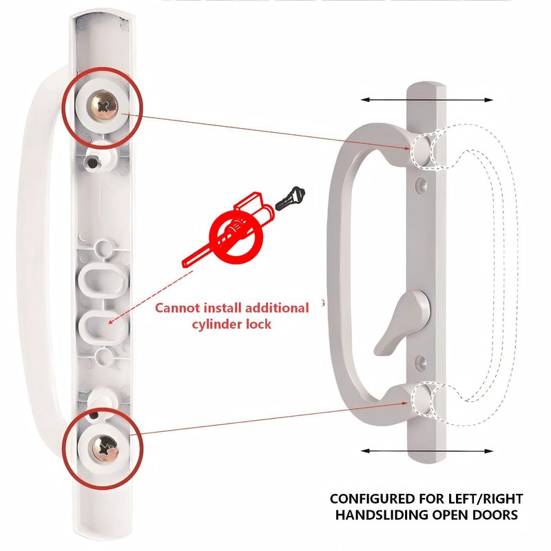Teilmix Offset Sliding Patio Door Handle Replacement with Zinc Diecast