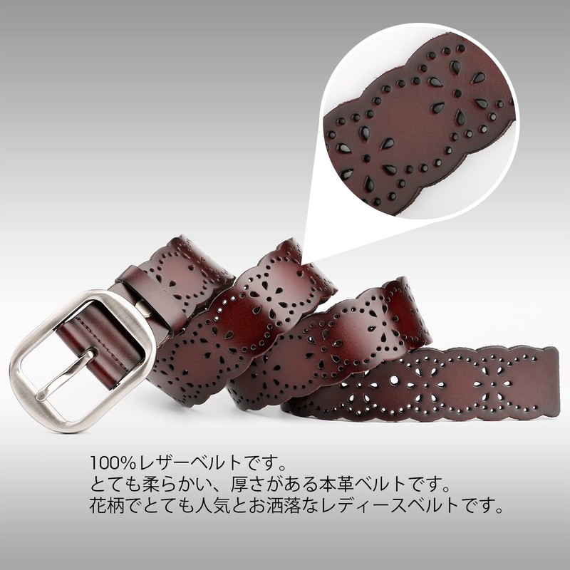 Jasgood Genuine Leather Belt, Women's Belt, Cowhide Leather, Lightweight, Soft,