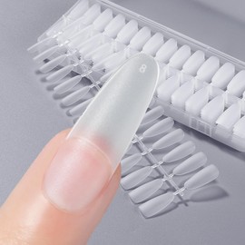 BEIHOO Nail Tips, Long, Clear, 3rd Generation, 0.006 inch (0.15 mm), Ultra Thin, Pre-Sanded, Natural Fit, Length Tip, Easy to Use, Storage Case & Nail Tool Included, For False Nails, Salon, Work, DIY, Practice