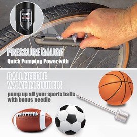 Diyife Bike Pump with Pressure Gauge, [120 PSI] [17 in 1] Mini Bicycle Pump for All Bikes, Ball Pump with Needle, Glueless Patch Kit, Cycle Valve Caps and Frame Mount, Fit Presta and Schrader Valve