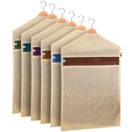SOLSTICE Hanging Cotton Saree Covers/Bags(Set Of 6)Of 30 X 18(Inches)For Clothes Storage,Wardrobe Organizer(Hangers Are Not Included)(Single Pocket-Pack Of 6),Brown