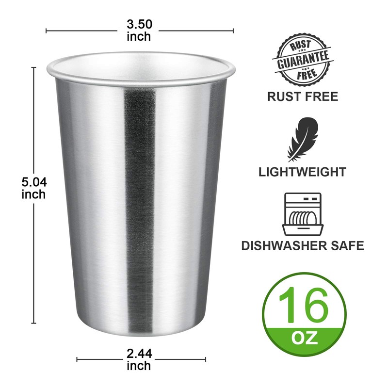 MEWAY Premium Stainless Steel Cups 16 oz Pint Cup Tumbler