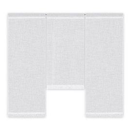 Clever-Kauf-24 Mini Panel Curtain Set, 3 Pieces, White, Transparent, 2 x 30 x 80 cm and 1 x 30 x 60 cm, with Drawstring and Weighted Bars