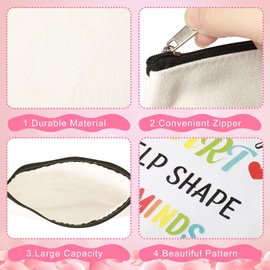 2 Pieces Teacher Appreciation Gifts Set It Takes a Big Heart to Help Shape Little Minds Makeup Cosmetic Pouch Pencil Bag and Teacher Keychains for School Teacher Festival Christmas