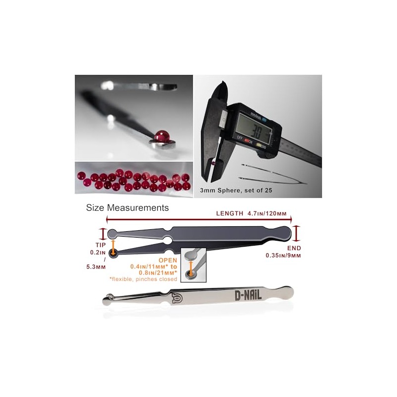 Stainless Steel Sphere Tongs & Bead Pack Bundle (3mm Ruby