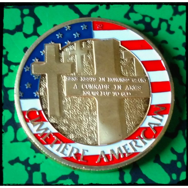 Normandy American Cemetery Memorial Colorized Military Challenge Art Coin