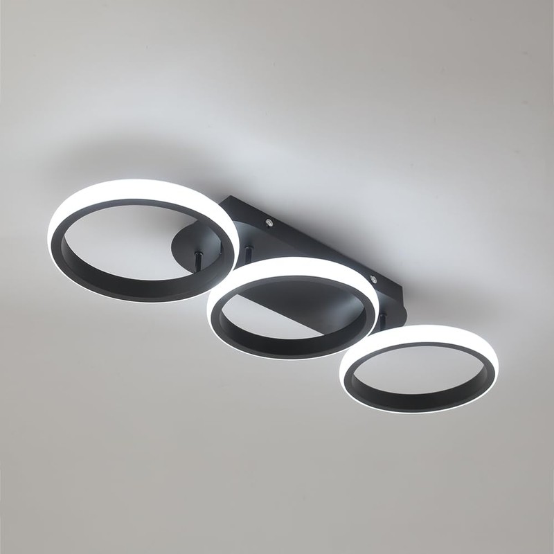 Kaniker Modern LED Ceiling Light, 3-Round Rings Flush Mount Ceiling