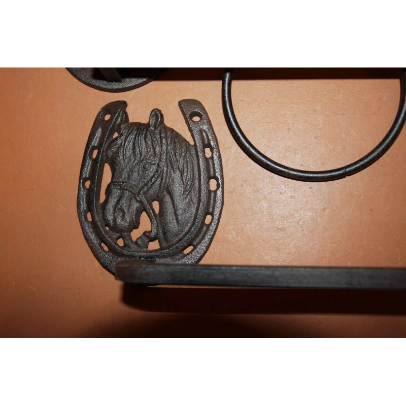 Unbranded (3) Cast Iron Farm Ranch Horse Towel Rack Paper