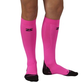 Zensah Tech+ Compression Socks, Neon Pink, Medium
