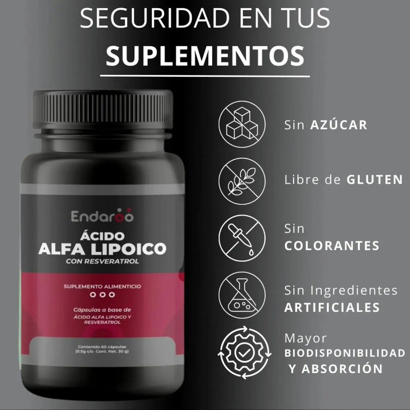 Pack Ácido Alfa Lipoico Cápsulas Resveratrol Sabor