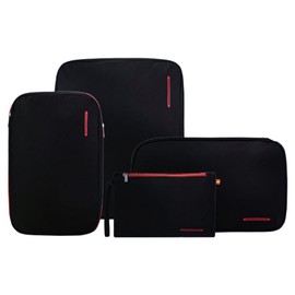 Bee Nesting Waterproof Compression Packing Cubes 4 sets, Large Travel Packing organizers for Carry on Luggage, 2 Sides Expandable Storage Bags for Backpacking, Suitcases, 4PCS, Black