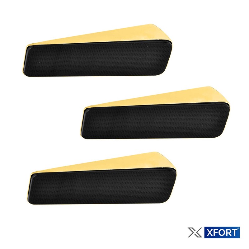 XFORT 3 Pack Door Wedge Polished Brass Door Stop Non-Slip