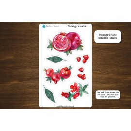 FigTreeWorks Pomegranate Sticker Sheet | Planner and Journal Stickers | Decoration Stickers