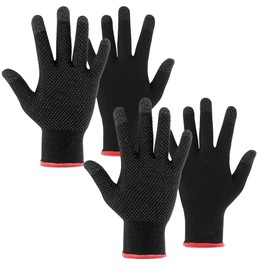 SUNNY Smartphone Compatible Work Gloves, Set of 2, All Five Fingers Compatible with Touch Panels, Stretchable, Washable, Smart Touch, Anti-Slip, One Size Fits Most, Black, For Commuting, Sports,