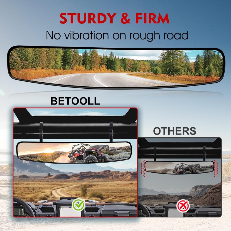 BETOOLL 16.5" Wide Rear View Race Mirror Convex Mirror with