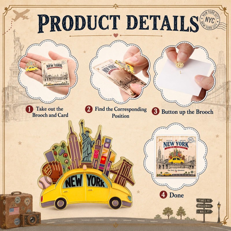 Highergo 36 Sets Souvenirs Gifts Bulk Pins, New York