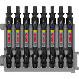 Bosch Professional 8-Piece Double Screwdriver Bit Set Torx (Impact Control, 8 x T20-T20 Bits, Length: 65 mm, Pick and Click, Accessories Impact Wrench Drill)