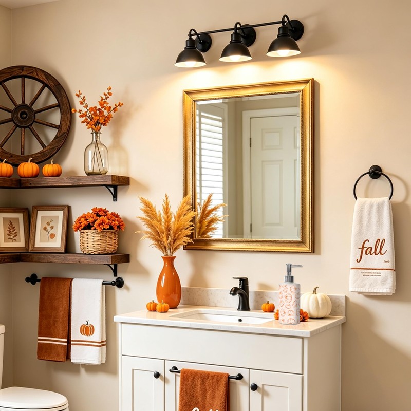 Fall Soap Dispenser with Pump Pumpkin Maple Leaf Bathroom Decor