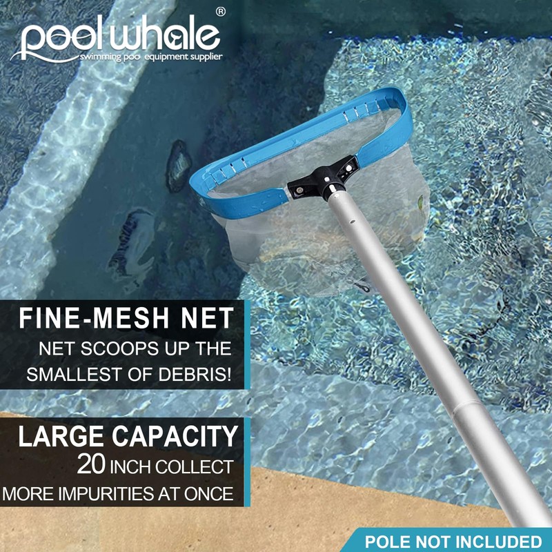 POOLWHALE Pool Net - Professional 20" Swimming Pool Leaf Skimmer